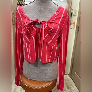 Chic Red Striped Women's Blouse